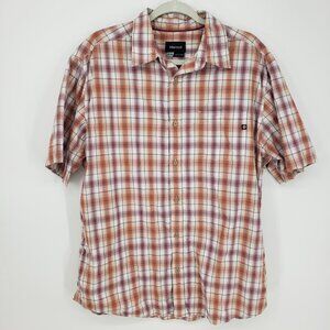 Marmot Plaid Short Sleeve Button Down Shirt Size XL Mens  Orange Red